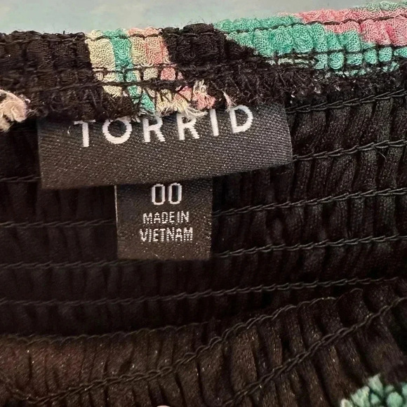 Torrid Maxi Midi Rayon Tiered Dress Tropical Floral Leaf Pastel Size Medium 00 - Picture 9 of 13